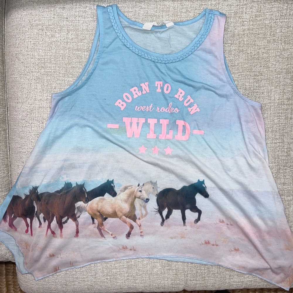 H&M kids sleeveless printed tee girl 12-14Y